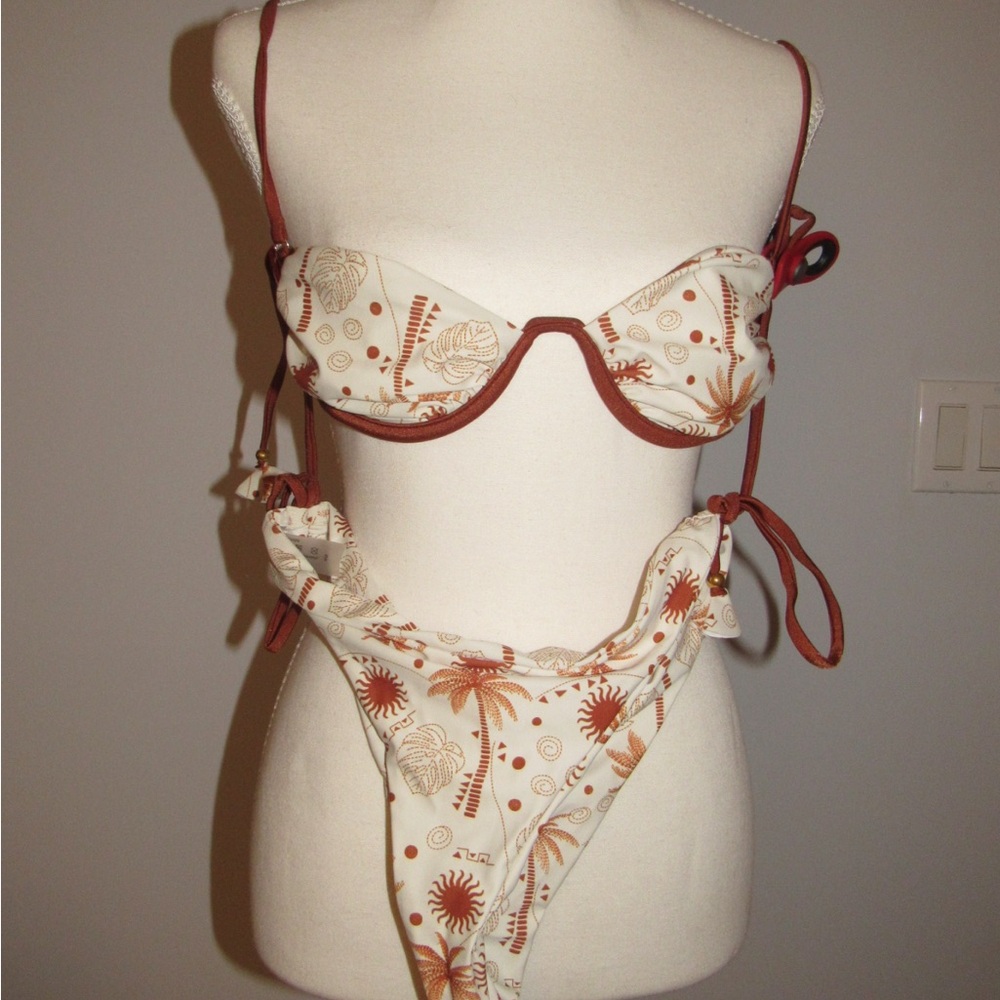 Elegant Brown and Cream Bikini Set